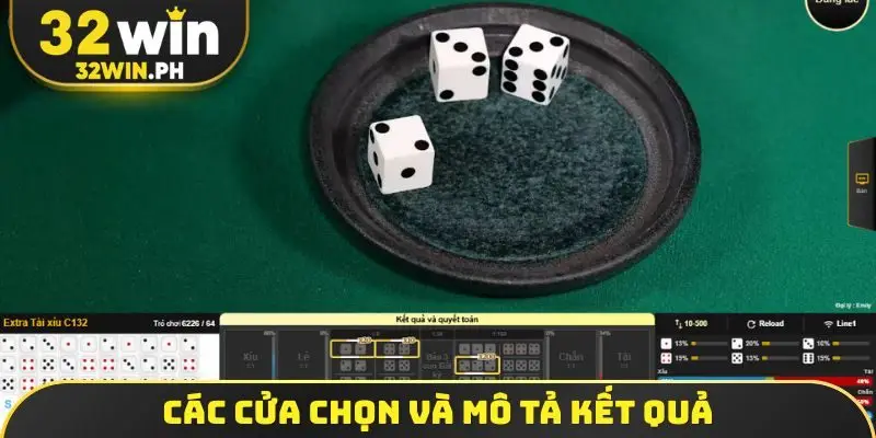Các cửa chọn và mô tả kết quả