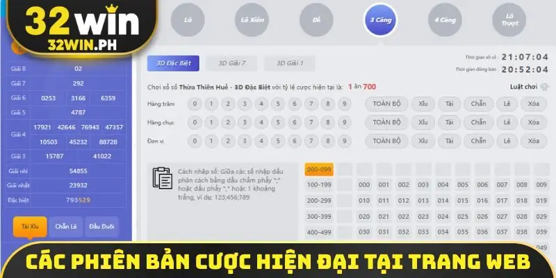 Các phiên bản cược hiện đại tại trang web