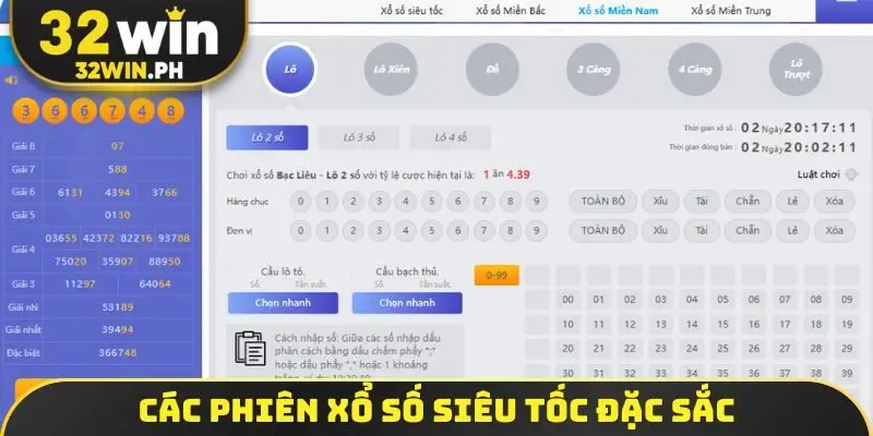 Các phiên xổ số siêu tốc đặc sắc